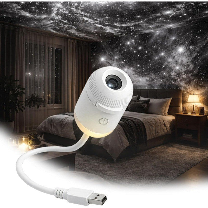 Projection Night Light - USB Powered Starry Sky Lamp for Bedroom Nursery Ambient Lighting